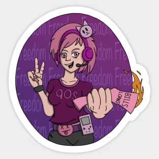 90's Pink Haired Gamer Girl (Pinksta) Sticker